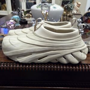 CROCS Cream Loafers & Slip-Ons